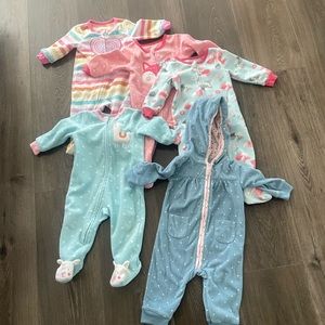 5x 6 mo month fleece sleepers Carters Absorba brands